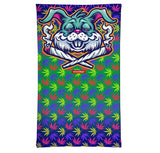 StonerDays Budz Bunny Neck Gaiter featuring UV reactive cannabis leaf design and vibrant graphics