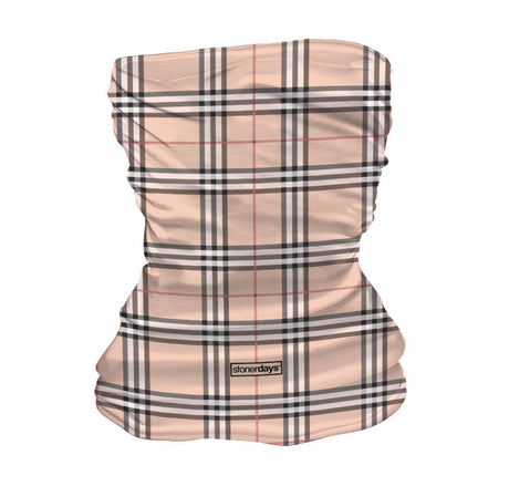 StonerDays Burnberry Gaiter in plaid design, versatile polyester face mask and neck cover