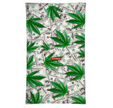 StonerDays Cash Money Neck Gaiter featuring cannabis leaves on a money backdrop