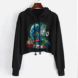 StonerDays Caterpillar Crop Top Hoodie for Women, Black with Vibrant Print, Sizes S-XL