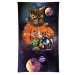 StonerDays Catstronaut Neck Gaiter featuring a cat astronaut in space, front view on a white background