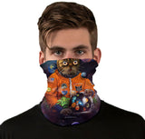 StonerDays Catstronaut Neck Gaiter featuring a cosmic cat design, made from stretchy polyester