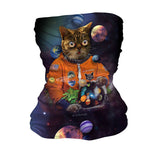 StonerDays Catstronaut Neck Gaiter featuring a cosmic cat in an astronaut suit, made of polyester.