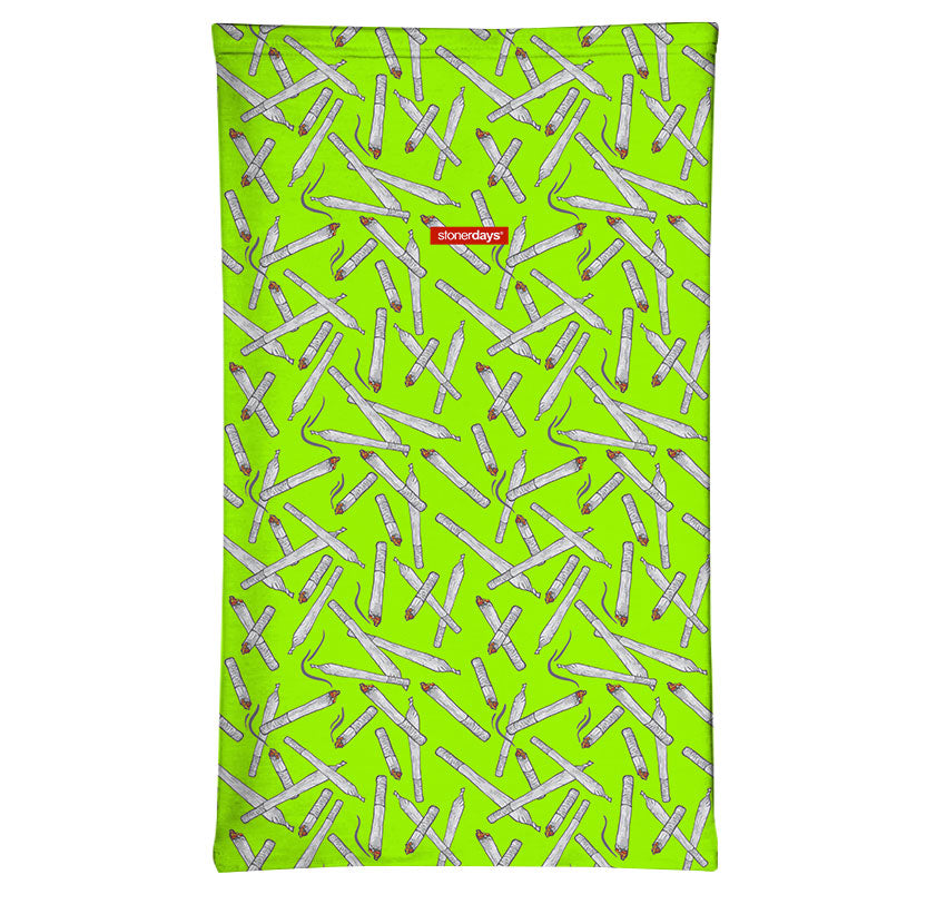 StonerDays Chainsmokers Neck Gaiter in UV Reactive Green with Silicone Joints Pattern