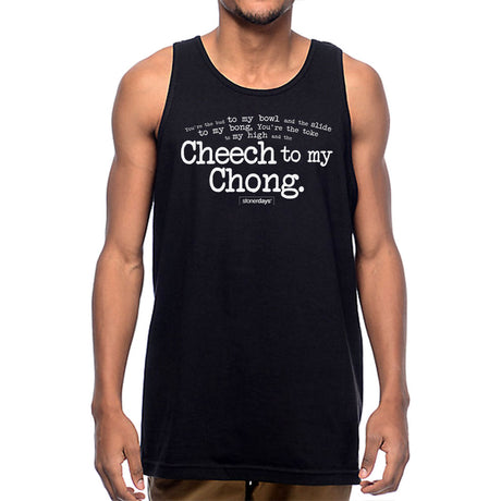 StonerDays Men's Tank Top with 'Cheech to My Chong' Print, Front View on White Background