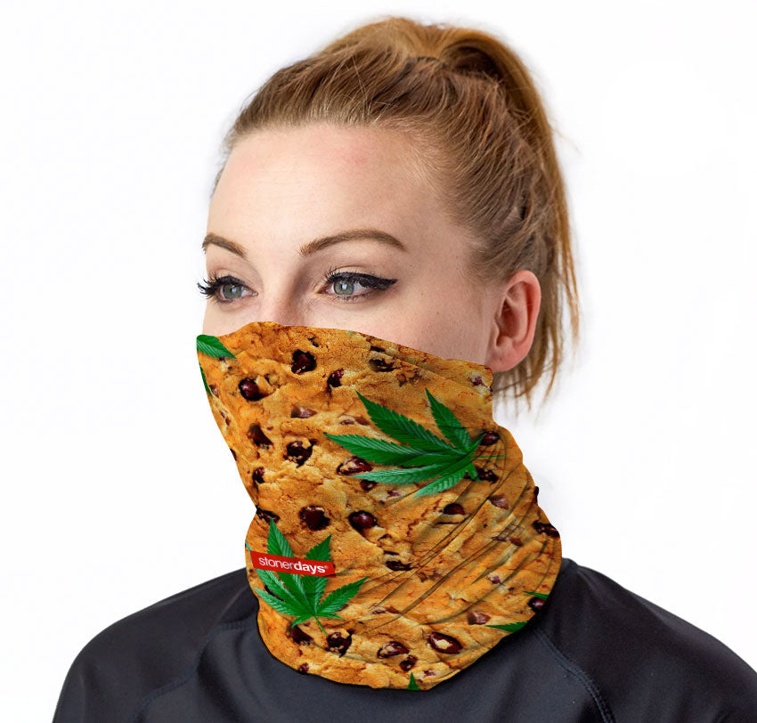 StonerDays Chocolate Chip Cookies Face Mask - Front View on Model