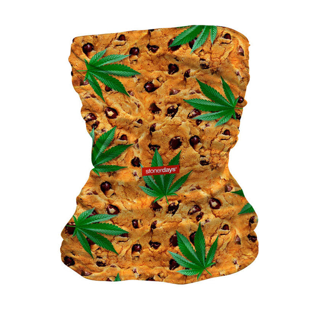 StonerDays Chocolate Chip Cookies Face Mask with Cannabis Leaf Design - Front View