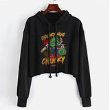 StonerDays Chunky Nug Chucky Women's Crop Top Hoodie, Black, Front View