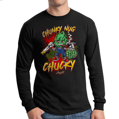StonerDays Chunky Nug Chucky Long Sleeve in black, front view on white background, available in various sizes