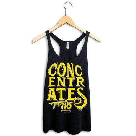 StonerDays Concentrates Racerback Tank Top in Yellow on Black, Women's Cotton Blend Apparel