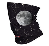 StonerDays Constellations Neck Gaiter featuring a moon and stars design on a black background