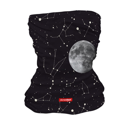 StonerDays Constellations Neck Gaiter featuring star patterns and moon, front view