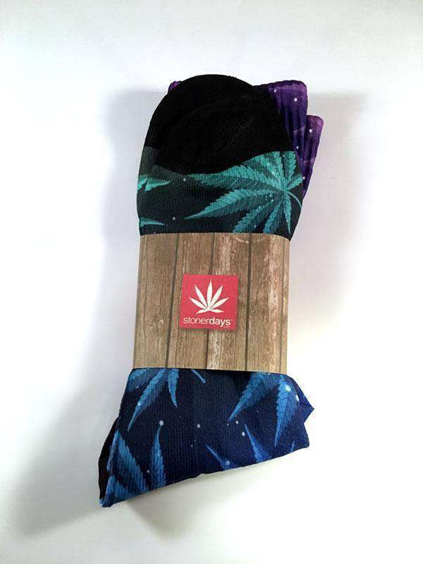 StonerDays Cool Buds Crew Socks with cannabis leaf design, one size fits all