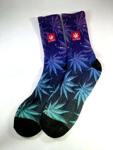 StonerDays Cool Buds Crew Socks featuring vibrant cannabis leaf pattern, one size fits all