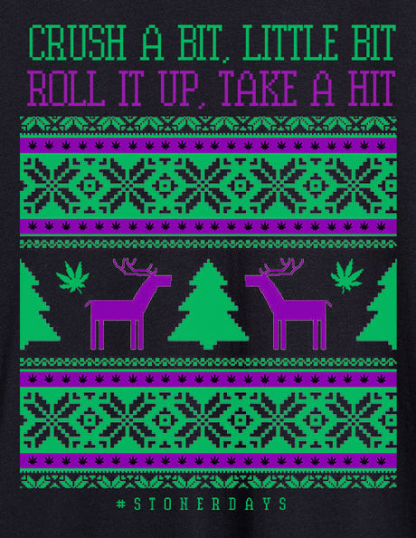 StonerDays Crush A Bit Men's T-Shirt with Ugly Sweater Design - Front View