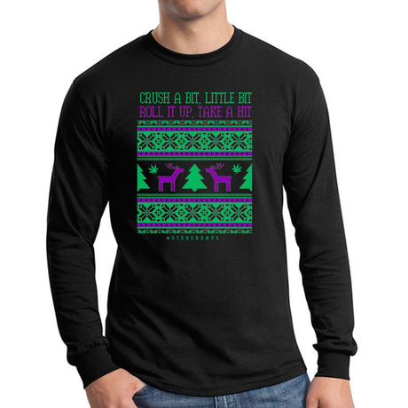 StonerDays Crush A Bit Long Sleeve shirt in black, front view on male model, with colorful print