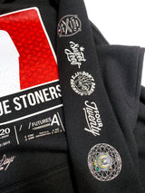 Close-up of StonerDays Customized Mls All Stars Hoodie sleeve detailing in black cotton