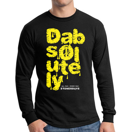 StonerDays Dabsolutely Long Sleeve T-Shirt in Black, Front View, Men's Cotton Apparel