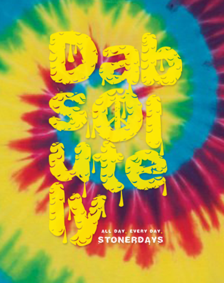 StonerDays Dabsolutely Tie Dye T-Shirt with vibrant color pattern, front view.
