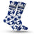 StonerDays Dallas Cannabis Socks in blue and silver, size medium/large, front view on white background