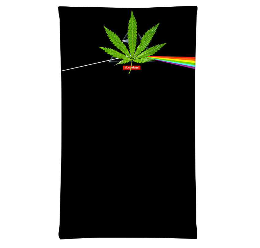 StonerDays Dank Side Of The Moon Face Mask with cannabis leaf and rainbow design