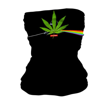 StonerDays black polyester face mask with Dank Side Of The Moon design, front view