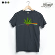 StonerDays Dank Side Of The Moon Hemp Tee in Smoke Grey, front view on hanger