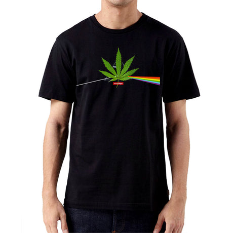 StonerDays men's black cotton tee with Dank Side of the Moon graphic, front view on white background