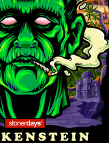 StonerDays Dankenstein Black Crewneck, XXL-XXXL, with bold green graphic design, front view