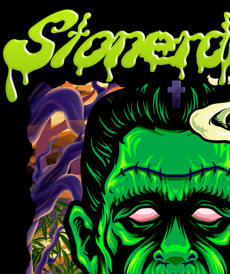 StonerDays Dankenstein Black Crewneck XXL-XXXL featuring a bold green Frankenstein graphic