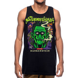 StonerDays Dankenstein Tank in black, front view, available in S to XXXL sizes, made of cotton
