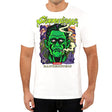 StonerDays Dankenstein White Tee front view on male model, vibrant graphic print, 100% cotton