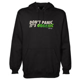 StonerDays Men's Black Hoodie with 'Don't Panic It's Organic' Slogan Front View