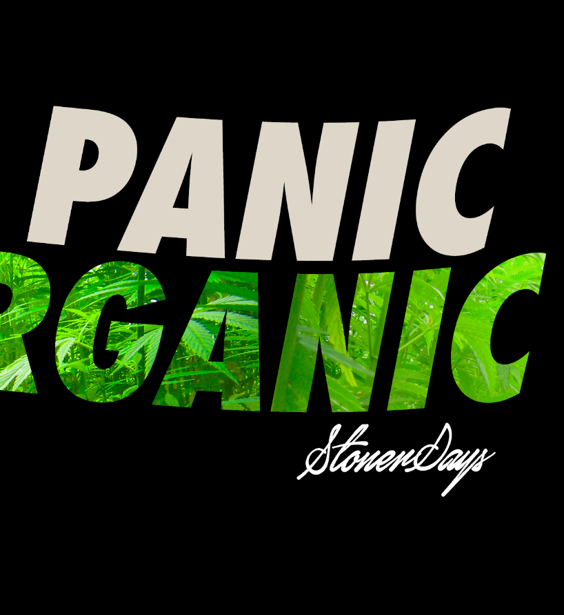 StonerDays Dont Panic Greens Tee Close-up of Graphic Design on Black Cotton T-Shirt