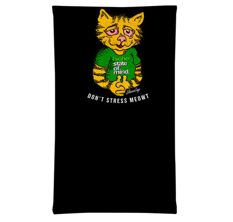 StonerDays Don't Stress Meowt Gaiter with cat graphic, front view on white background