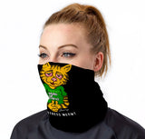 StonerDays Don't Stress Meowt Gaiter in Gray/Green with Cat Design - Front View