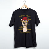 StonerDays Don't Trip Alpaca Bowl men's black t-shirt with graphic print, front view on hanger