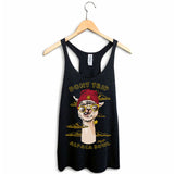 StonerDays Women's Racerback featuring 'Don't Trip Alpaca Bowl' graphic, displayed on hanger