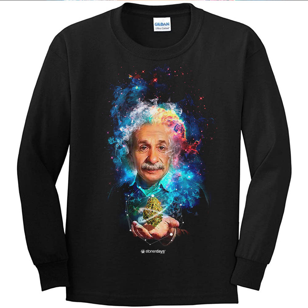 StonerDays Einstein Long Sleeve Shirt with colorful graphic, front view on white background