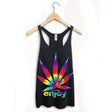 StonerDays Enjoy Tie Dye Racerback Tank Top in Rainbow Colors on Hanger