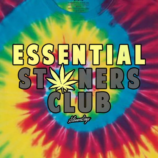 StonerDays Essential Stoners Club Tee in Rainbow Tie Dye, Cotton, Top View