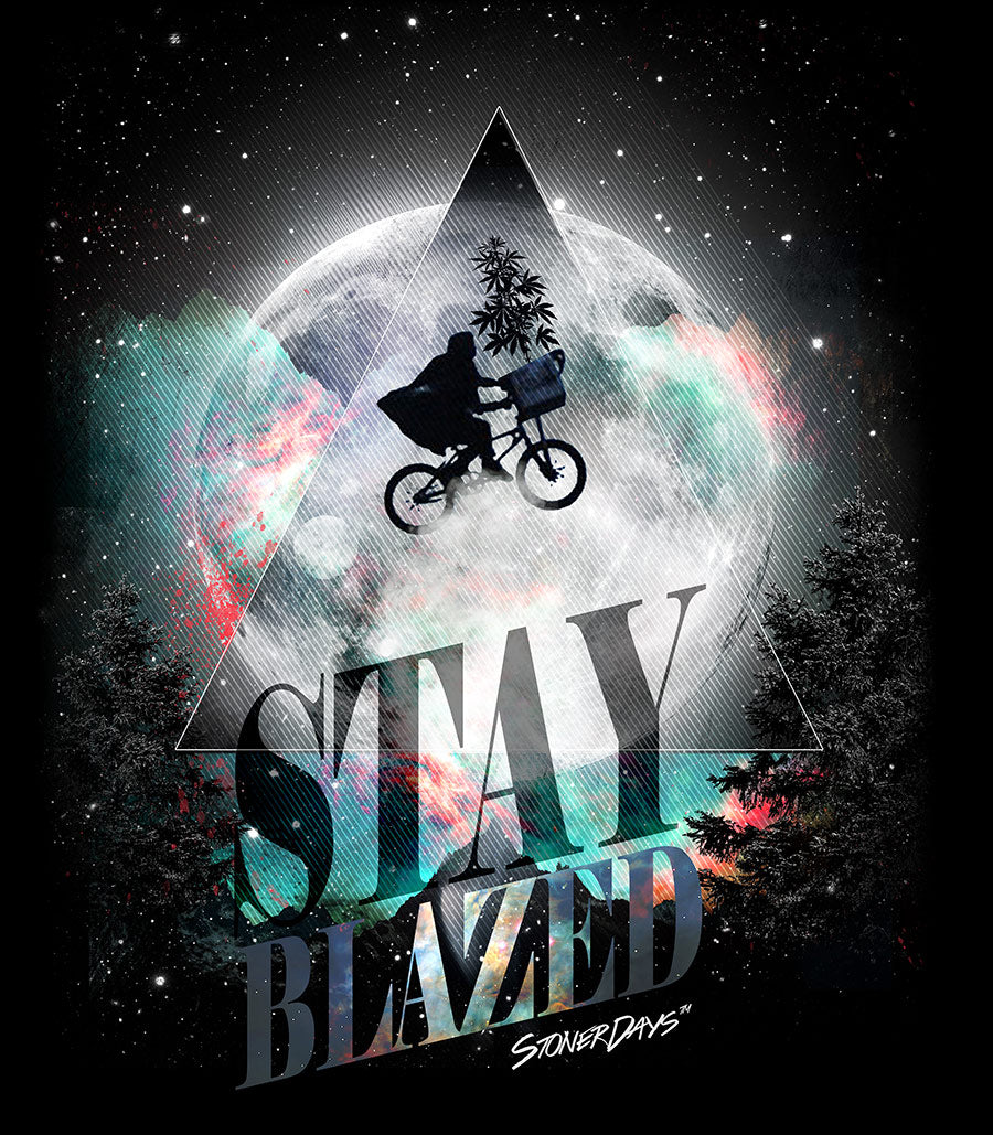 StonerDays ET Moon Racerback tank top with cosmic design and 'STAY BLAZED' text, front view