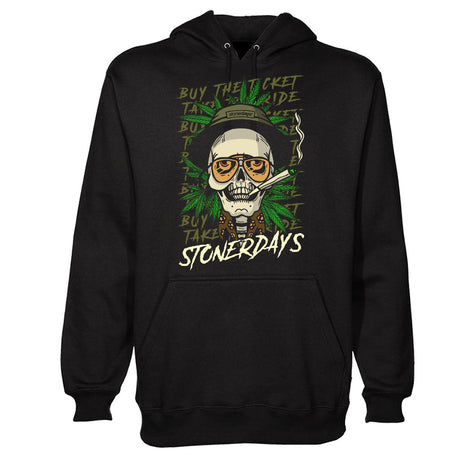 StonerDays Fear & Loathing Hoodie in black, front view, with graphic print, sizes S-XXXL