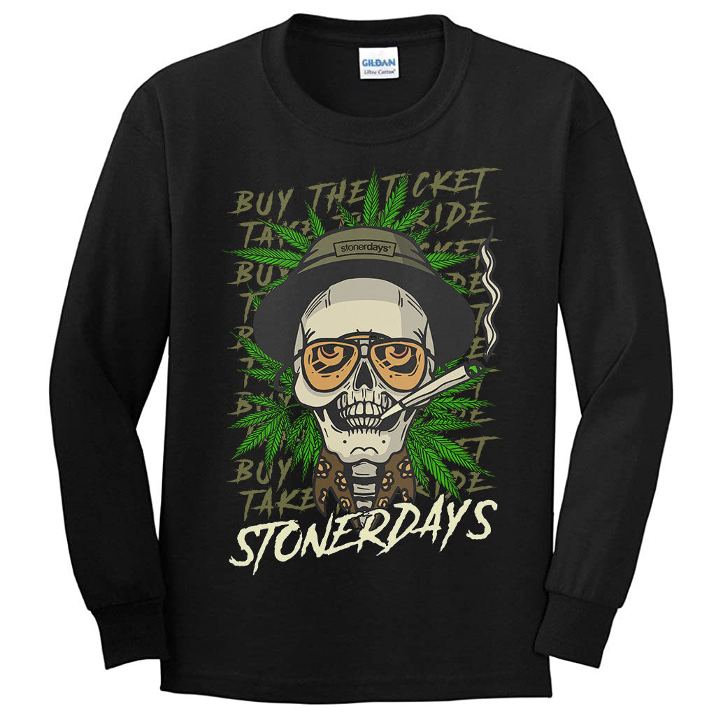 StonerDays Fear & Loathing Long Sleeve Shirt, front view on white background, size options available