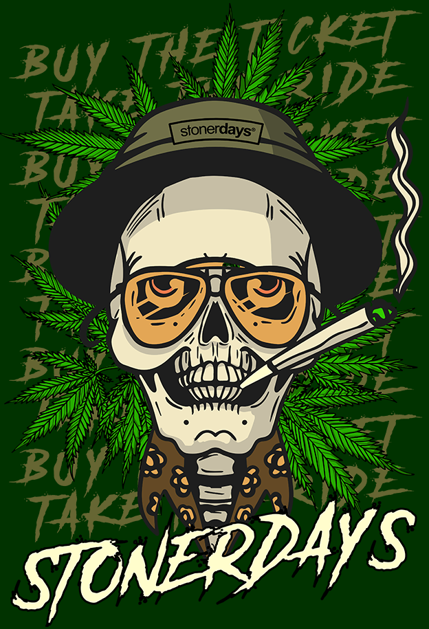 StonerDays Fear & Loathing Tank top with graphic skull design on green background