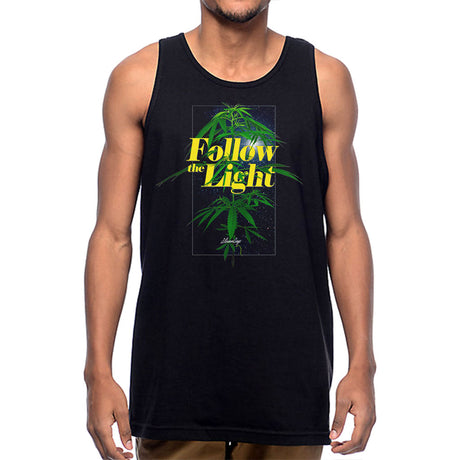 StonerDays Men's Cotton Tank Top with 'Follow The Light' Graphic, Front View