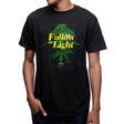 StonerDays Follow The Light Tee in black, front view on model, sizes S to 3XL, 100% cotton