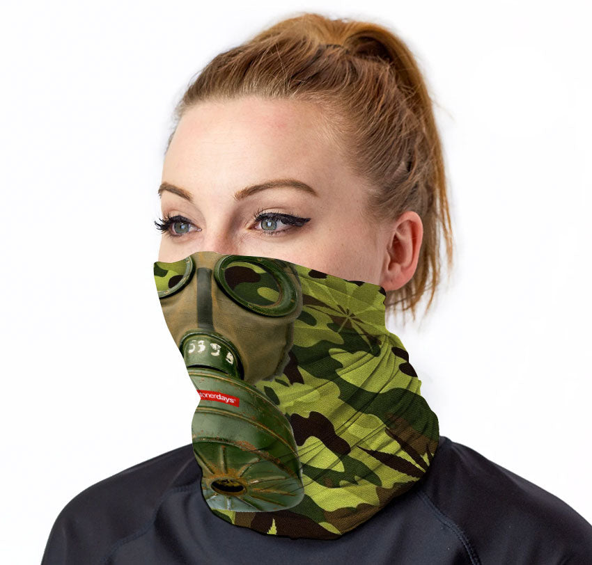 StonerDays Gas Mask Face Gaiter in Camouflage - Front View on Model