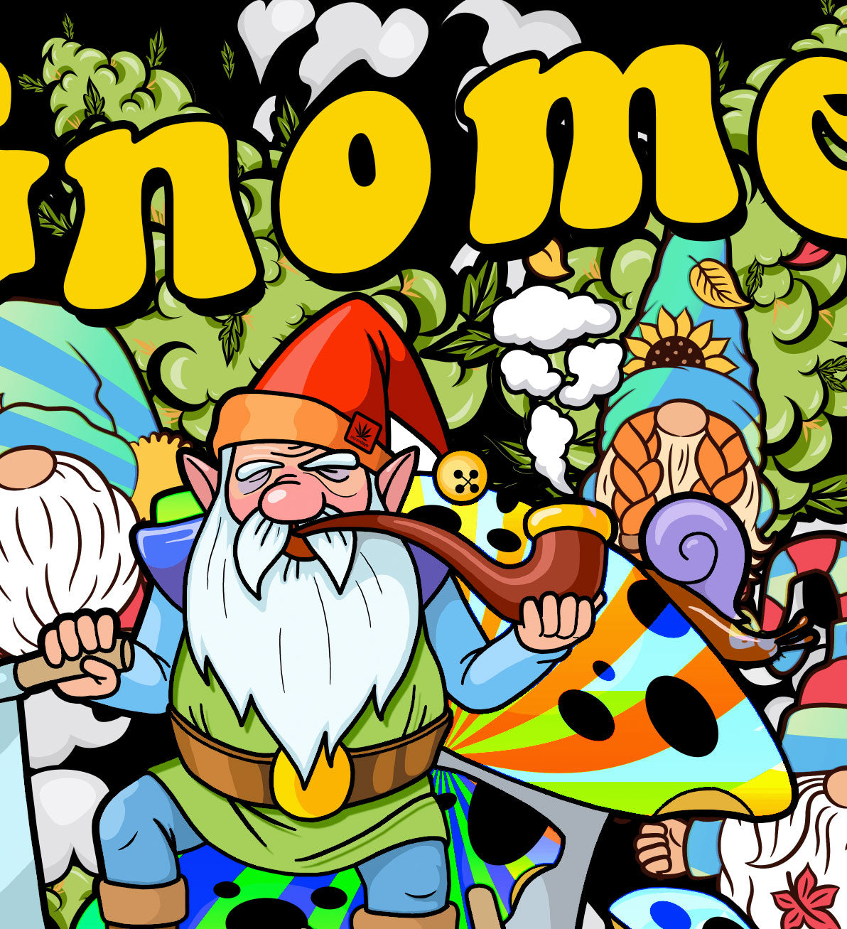 StonerDays Gnome Grown T-shirt with blue tie-dye design and fun gnome graphics, size options available