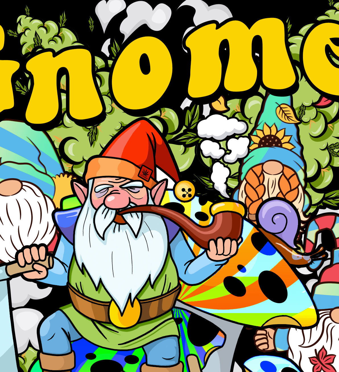 StonerDays Gnome Grown Tee featuring colorful gnome graphics on cotton fabric, front view